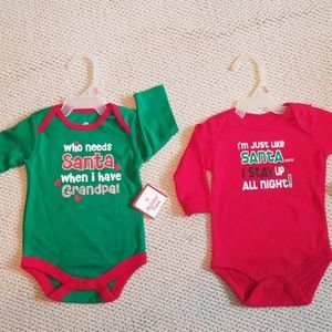 Lot of (2) Christmas Infant 1 pc Undershirts 0-3 m